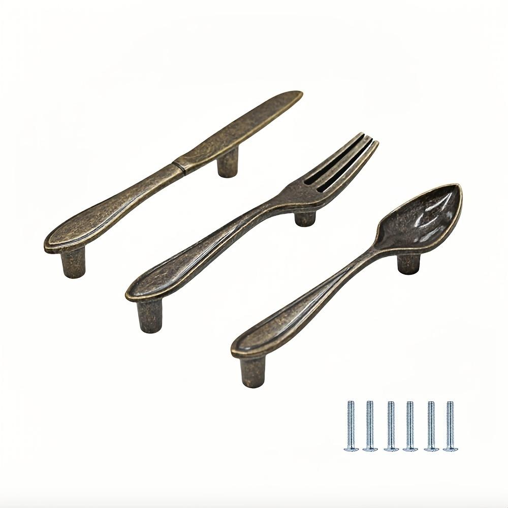 Набор из 3 современных ножей/ложек/вилок для кухонного шкафа, дверная ручка, ручка для ящика шкафа, ручка-кнопка