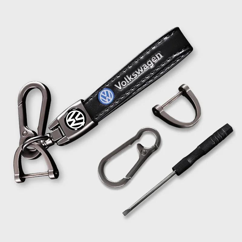 Valve Stems Caps Car Sticker For VW Volkswagen Jetta MK5 Golf 1Pcs Car Metal Key Chain Auto Fine Leather Emblem Key Ring For Vol LB0