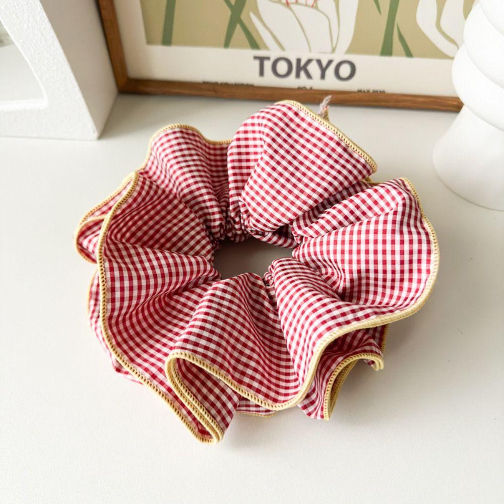 Plaid Big Hair Scrunchie Elastic Hairband Fashion Hair Rope  Women