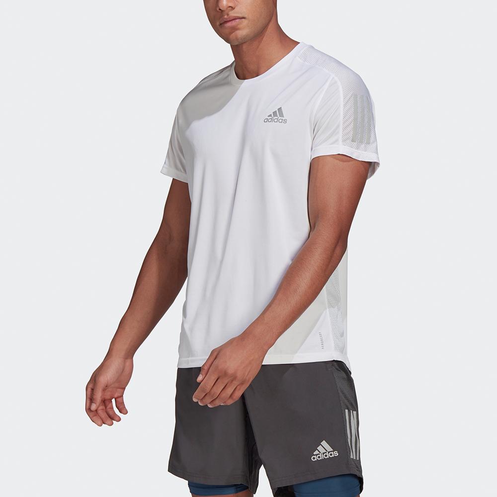 adidas Футболка Own The Run со светоотражающими полосками и круглым вырезом, с коротким рукавом, мужская, белая GJ9963