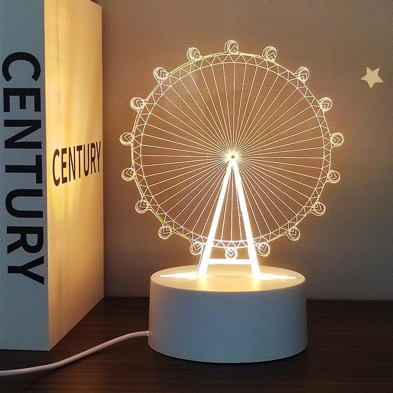 3D-светодиодный ночник: Креативный прикроватный светильник для защиты глаз в спальне, питание от USB, энергосберегающий, идеально подходит для общежитий и девочек.