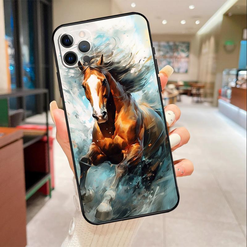 Живопись Величественный Конь Чехол для Телефона Для iPhone 17 16 15 14 13 12 11 Pro Max mini 16 Plus 16e 17 Air Защитный Чехол