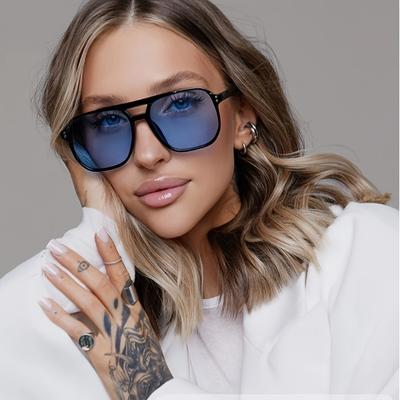4 шт. Квадратные солнцезащитные очки с защитой от УФ-лучей Женские Оверсайз в оправе Синие Модные Солнцезащитные очки Мужские Ретро Брендовые Очки Прочные Очки