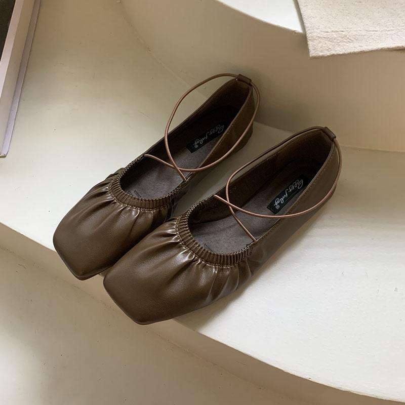 Fashion Soft Female Fashion Square Toe Ladies Flats With Shoes Casual Footwear Shallow Women Ballet Flats Slip On Shoes New