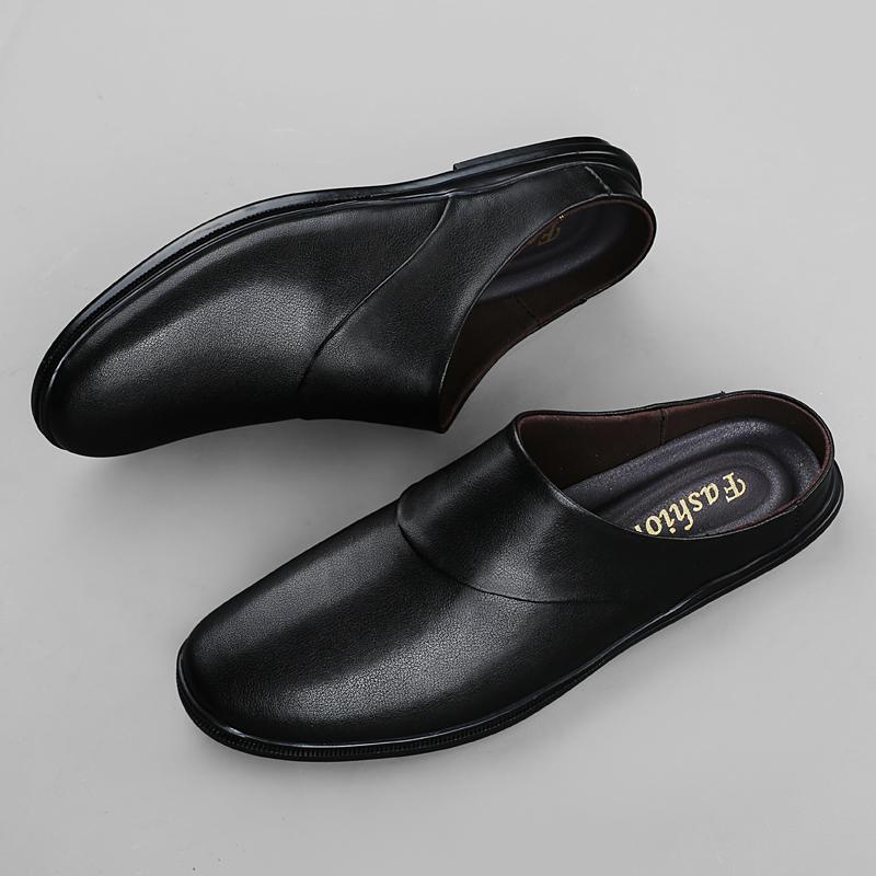 Мужские полушлепанцы из натуральной кожи, летняя дышащая повседневная обувь, слипоны, обувь для ленивой езды, лоферы для ходьбы, мокасины, полушлепанцы