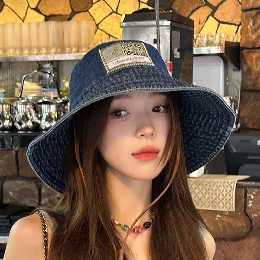 Sunshade Denim Bucket Hats Wide-Brimmed Sun Protection Basin Cap Soft Retro Fisherman Hat  Spring