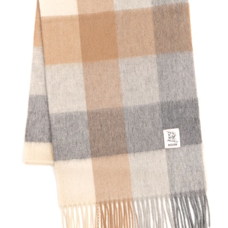 RECLOW RECLOW LAND 100% Кашемировый Клетчатый Шарф Серый