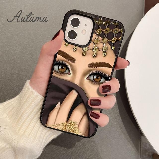 Muslim Islamic Gril Eyes Phone Case for iPhone 11 12 13 14 Pro Max Mini X XR XS SE 2020 6S 7 8 Plus Samsung Galaxy S21 S22 Cover