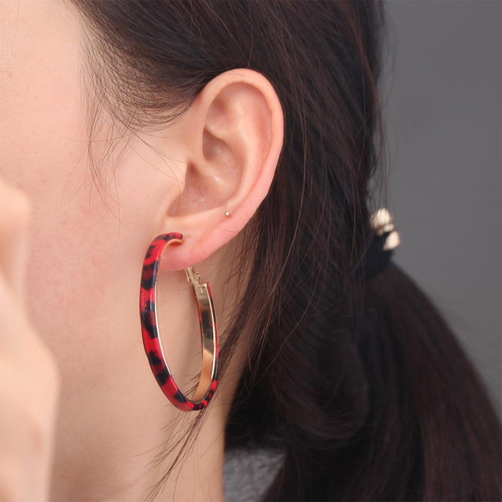 Round Leopard Hoop Earrings Y2k Women's Jewelry Trendy Resin Hoop Earrings Gift