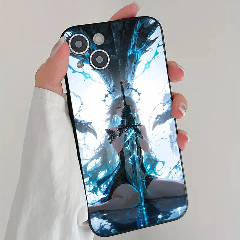 Чехол для телефона Аниме Игра W-Wuthering W-Waves Крутой Черный Силиконовый Мягкий Для IPhone 16 15 14 13 12 11 X XR Plus Pro Max Plus