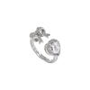 Fashionable Copper Heart Bow Zircon Adjustable Ring For Women Trendy Jewelry
