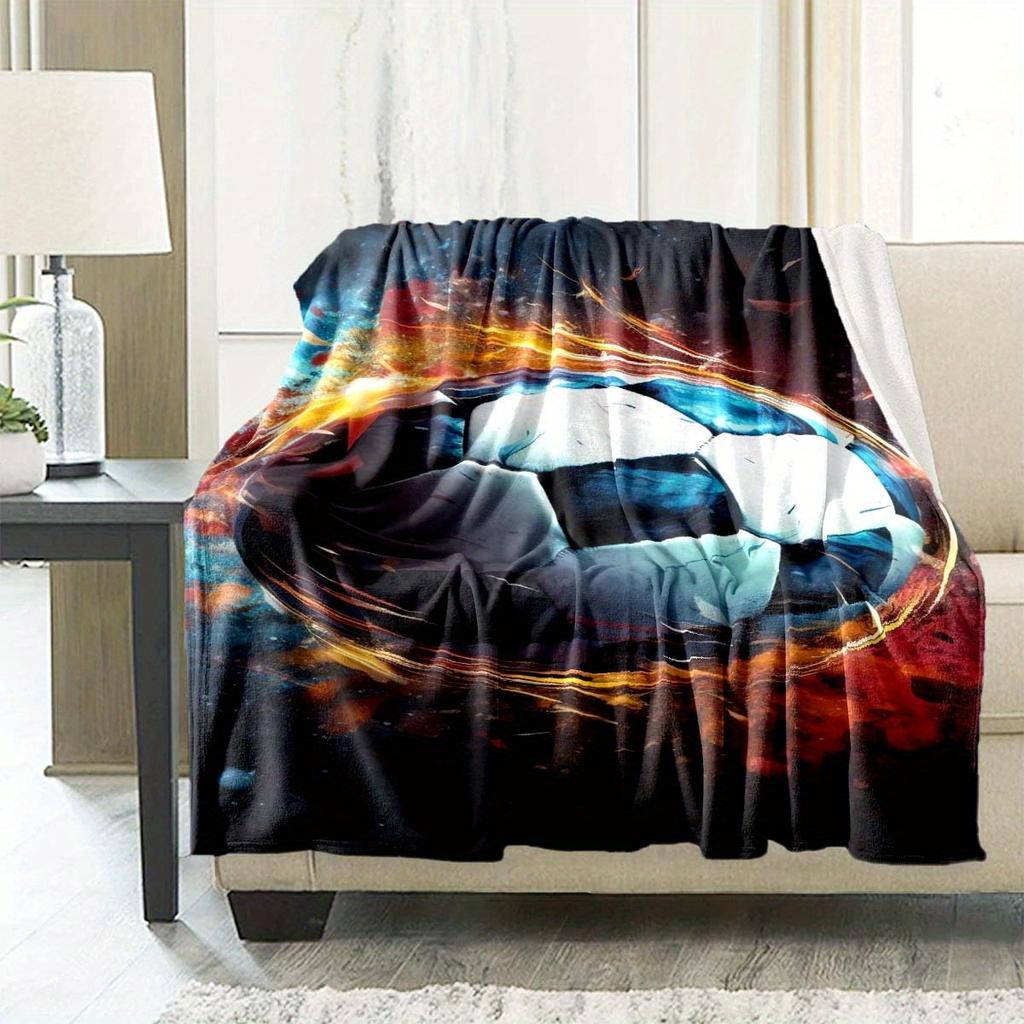 Flame Football Blanket Soft Warm Throw Blanket Nap Blanket For Couch Sofa Office Bed Camping Travel Multipurpose Gift Blanket For All Season