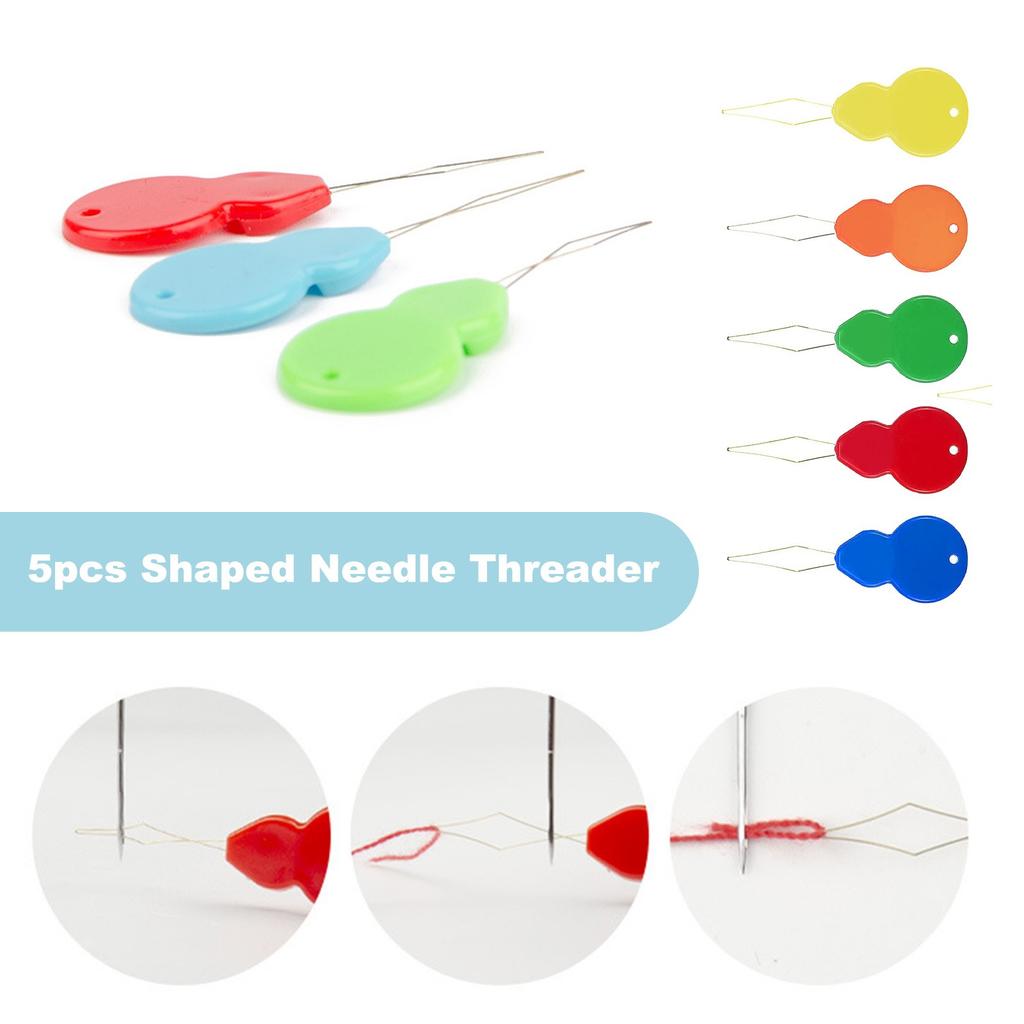 5pcs Shaped Needle Threader Plastic Sewing Box Matching Needle Threader