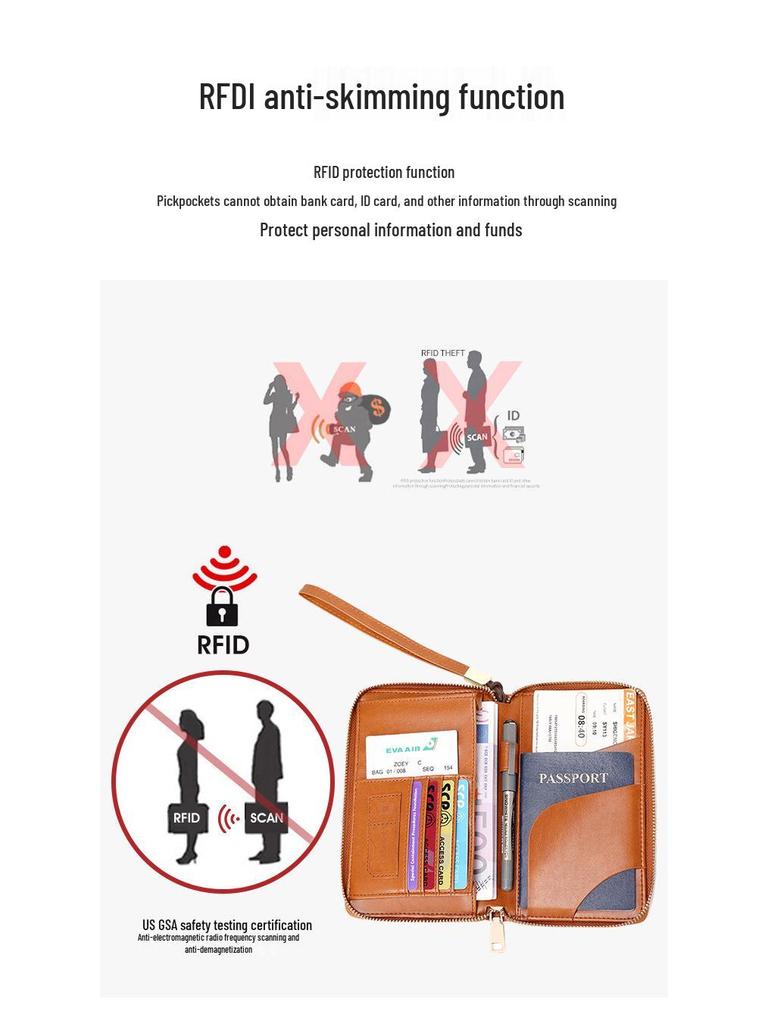 2024 Кошелек-органайзер для паспорта и документов с RFID-защитой от кражи