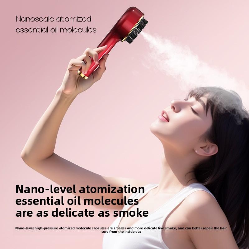 Электрическая массажная расческа с распылителем, расческа с красным и синим светом, здоровые волосы, инструмент для ухода за кожей головы, может удерживать жидкость.