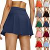 Women's Casual High Waist Solid Color Short Half Skirt Sports Skirt Pleated Skirt