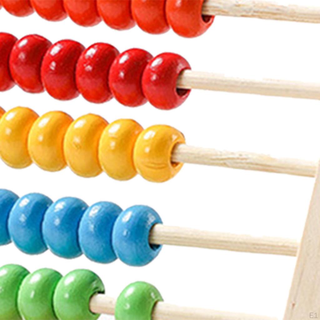 Wooden Abacus Math Teaching Tools 10 Row Addition Subtraction Beads Game Counting Frame Toy