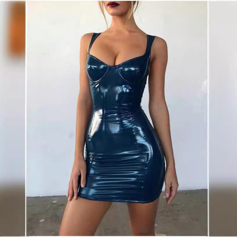 Сексуальный ночной клуб банджи-джампинг яркий слинг талия утягивающая искусственная кожа слинг платье сумка бедра юбка