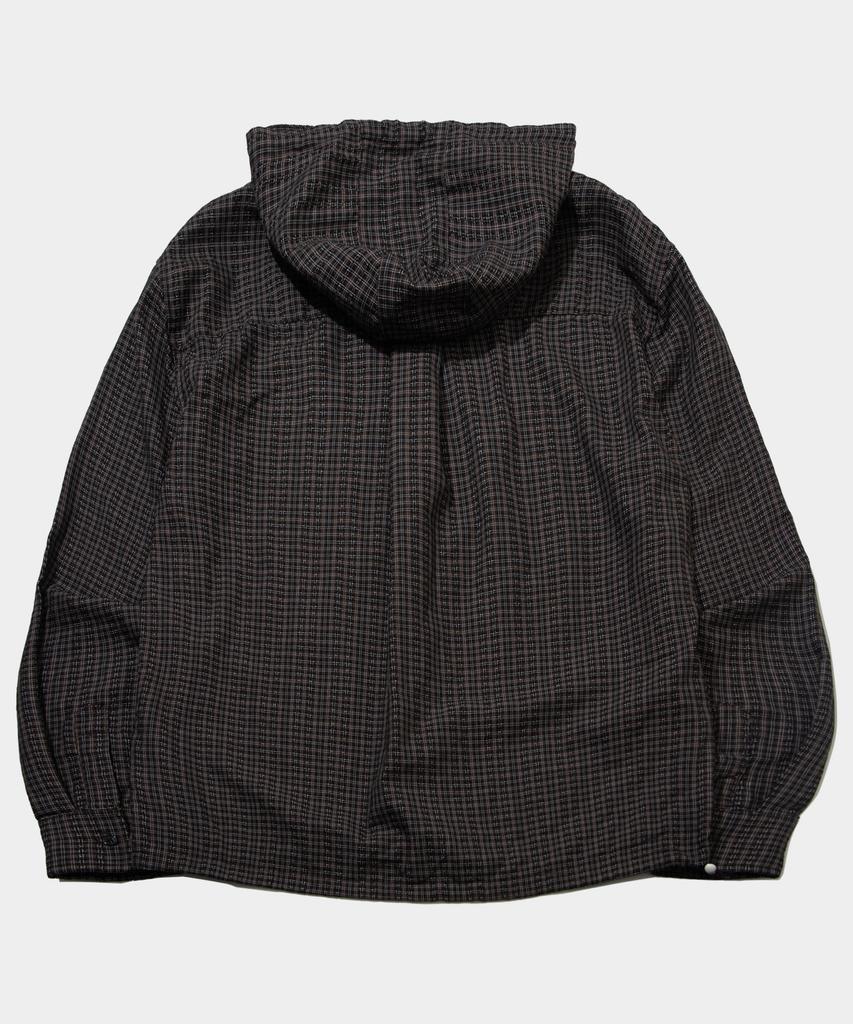 SOMEPLACE MAN Cross Semi-Overfit Check Big Pocket Cotton Hoodie [Brown]