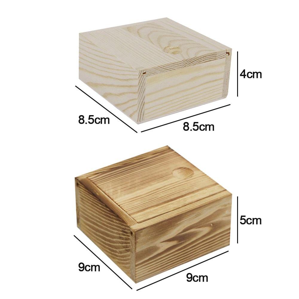 Natural With Slide Top Card Keeper Wooden Box Jewelry Organizer Case Storage Box Beads Container