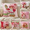 S-Stawberry Shortcake Cushion Cover Silky Short Plush Double-Sided Printed Pillow Case for Sofa All Seasons Home Decor Gift