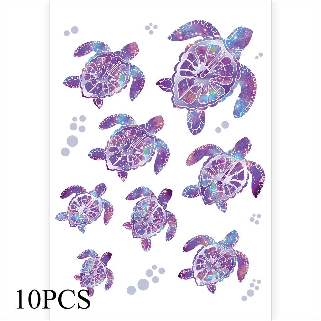 10PCS.Cute sea turtle PVC waterproof wall decals, suitable for bathroom, home, office & kindergarten, easy to apply & remove
