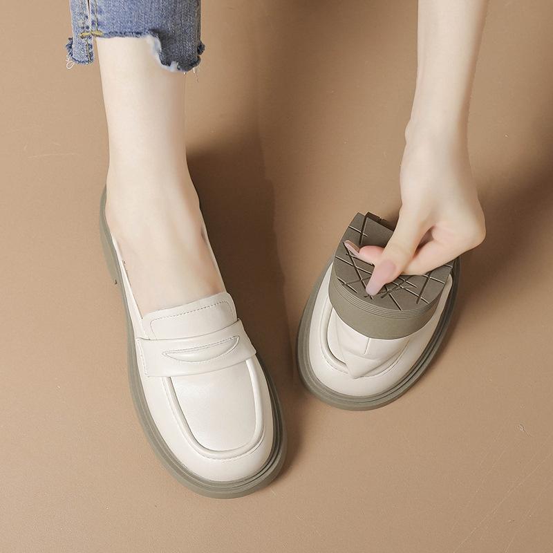 Platform Loafers Women's 2025 New Spring and Autumn Retro Small Leather Shoes British Style One Pedal Thick Heel Soft Sole Single Shoes Women