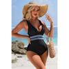 CHARMLEAKS One Piece Swimsuit Women Tummy Tuck Waist Design V Collar Bathing Suit Sexy Monokini Swimwear S-XL
