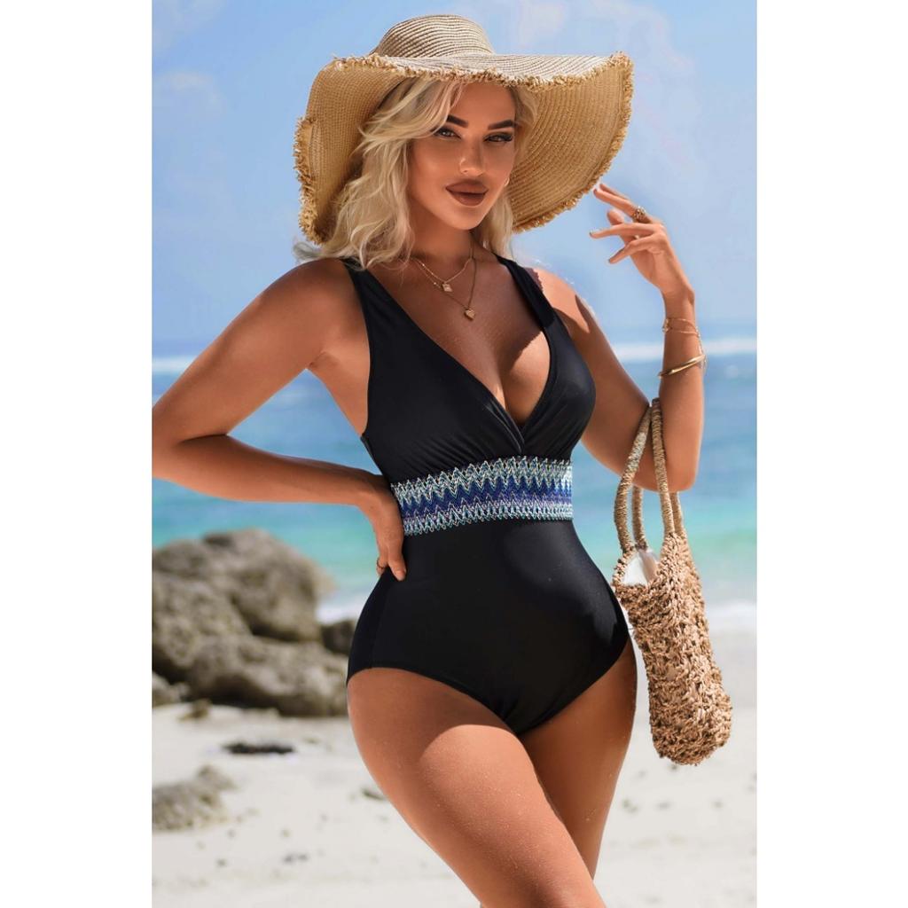 CHARMLEAKS One Piece Swimsuit Women Tummy Tuck Waist Design V Collar Bathing Suit Sexy Monokini Swimwear S-XL