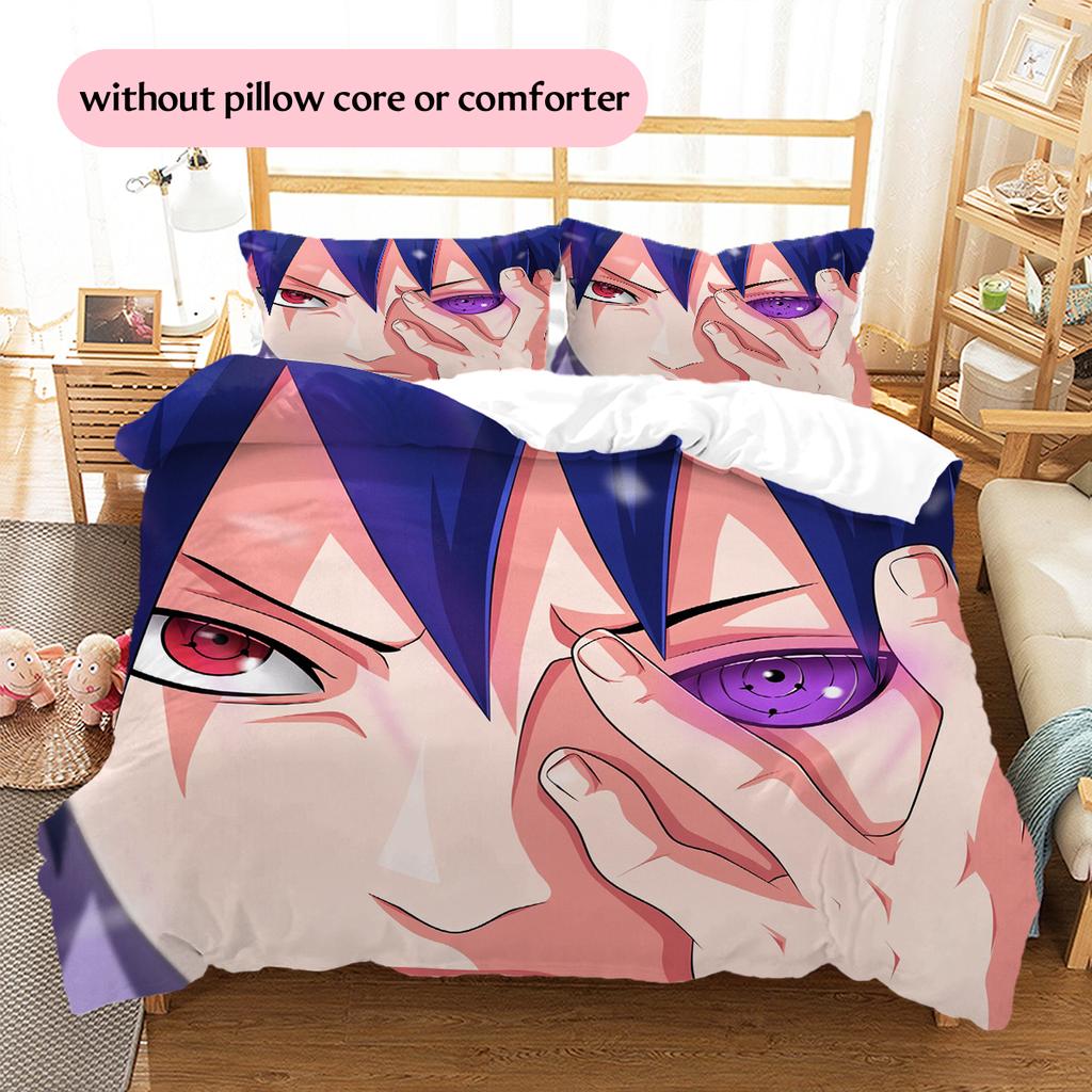 Sasuke Uchiha Pattern Bedding Home Decoration Birthday Gift (1 * duvet cover + 2 * pillowcase, without core)