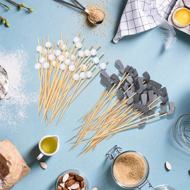 Набор из 200 бамбуковых палочек для коктейлей в форме клюшек для гольфа длиной 4,7 дюйма — идеально подходит для украшения фруктов, напитков на тему гольфа, блендеров, закусок и других блюд