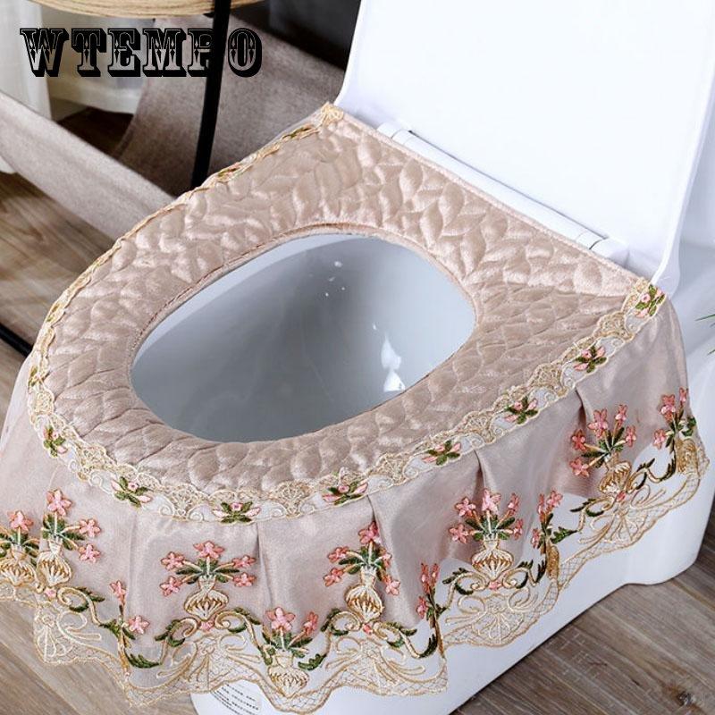 Мягкая кружевная ретро кружевная подушка на сиденье для унитаза, подушка для домашнего туалетного кольца, антибактериальная