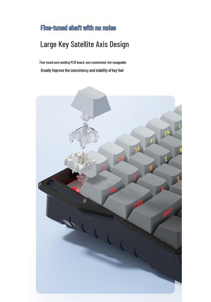 K68 Трехрежимная проводная RGB механическая игровая клавиатура, 68 клавиш