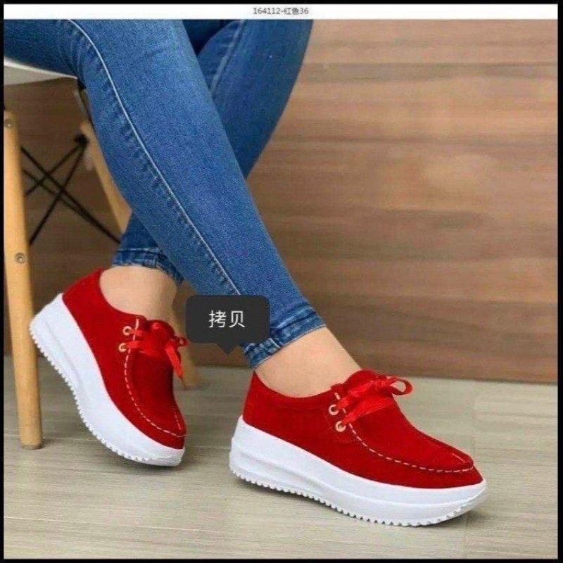 Мода Новые Женские Кроссовки на Толстой Подошве Повседневные Мелкая Замша Удобные На Шнуровке Обувь на Платформе Большой Размер 35-43 Zapatillas De Mujer