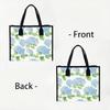 Blue Hydrangea Printed Casual Tote Bag for Women Large Capacity Stylish Daily Handbag for Shopping Travel Commute