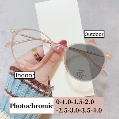 Модные ультралегкие круглые фотохромные очки для близорукости для мужчин и женщин, блокирующие синий свет, унисекс, модные очки для близорукости