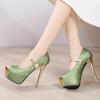 Летние туфли-лодочки женские, цветные, на платформе, сандалии, 14 см супертонкий высокий каблук, для вечеринки, ночного клуба, женская обувь