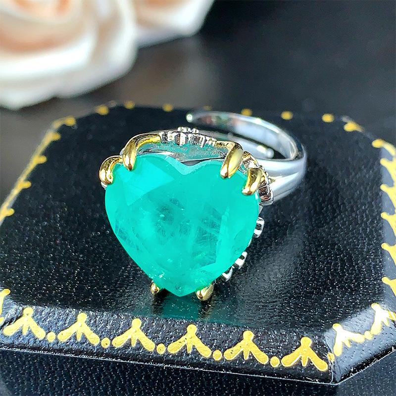 Осенние и зимние украшения, кольца, инкрустированные в форме сердца красочные сокровища, модная ретро-элитная легкая роскошная женская мода
