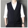 Мужской шерстяной жилет, осенне-зимний модный повседневный однотонный мужской кардиган с v-образным вырезом, жилет без рукавов, свитер для мужчин