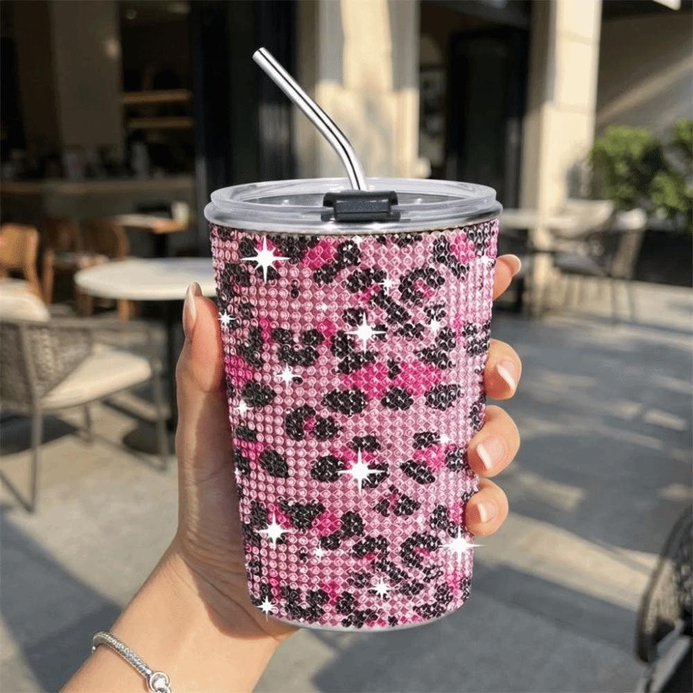 500ml Glitter Coffee Mug Sparkling Stainless Steel Water Bottle Durable Creative Straw Cup Girl