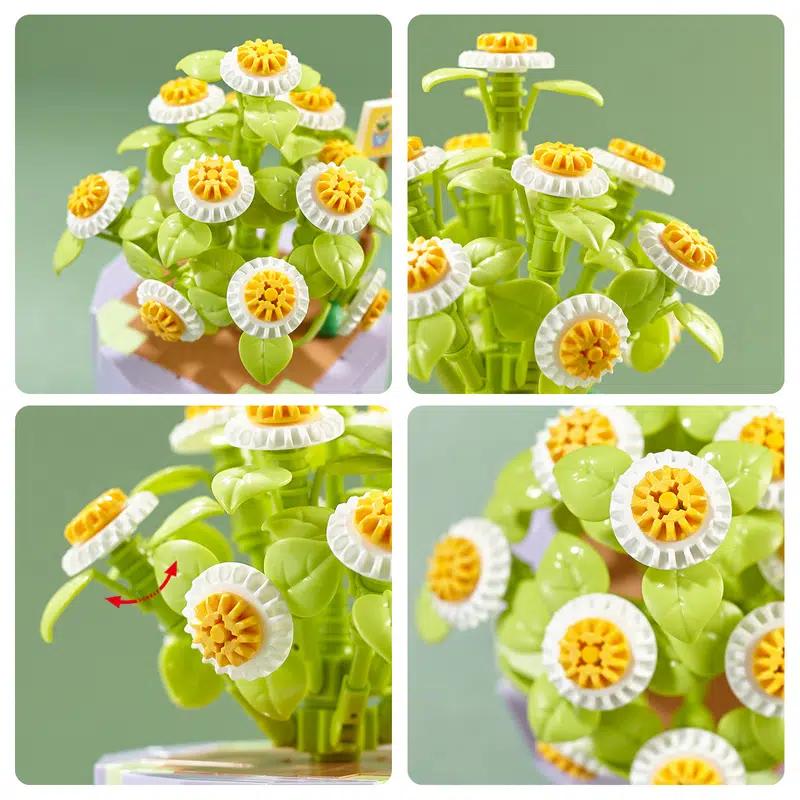 Мини-блоки, букет роз, цветы, строительные блоки, предметы интерьера, кирпичи, сборка игрушек «сделай сам» для девочек