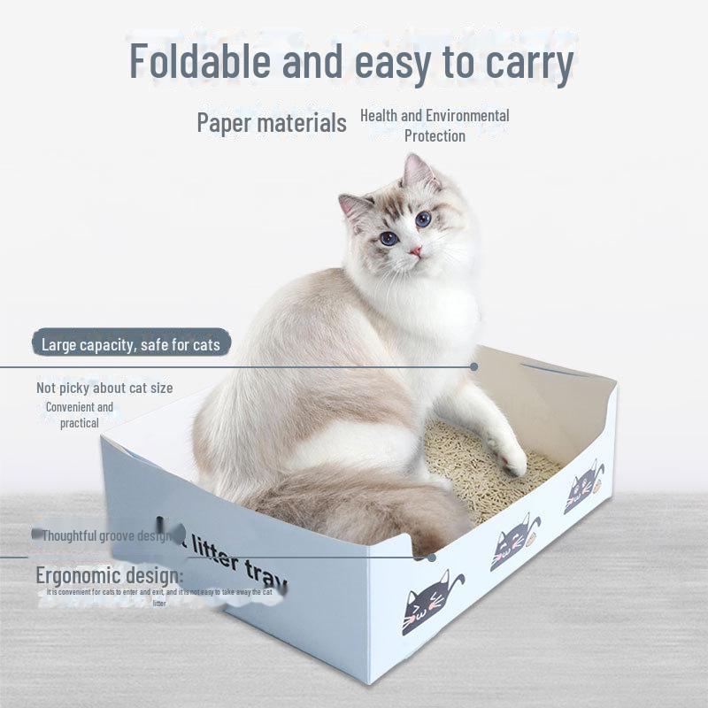 23-Pack Foldable Disposable Cat Litter Box for Travel - Extra Thick Paper Design