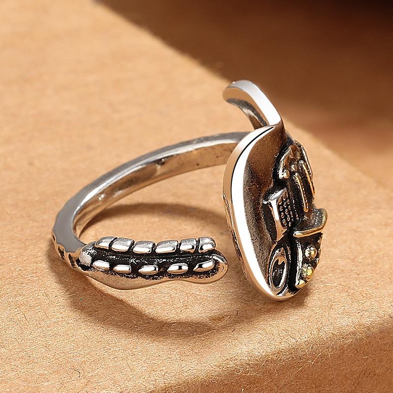 Популярное кольцо-гитара для мужчин и женщин, ретро-стиль, хип-хоп-тренд, открытый рот, нишевое креативное кольцо