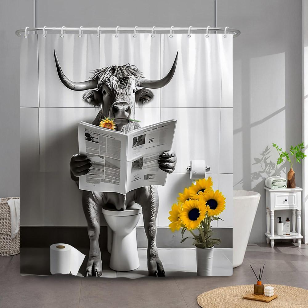 Funny Cat Shower Curtain Cute Cool Kitty Riding Whale Cartoon Animal Ocean Wave Children Bathroom Curtain Waterproof With Hooks