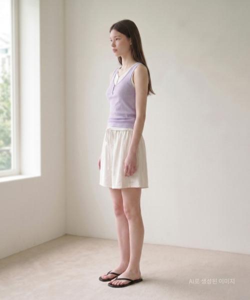 DEPOUND Pincoat Henley Neck Sleeveless [Lilac]