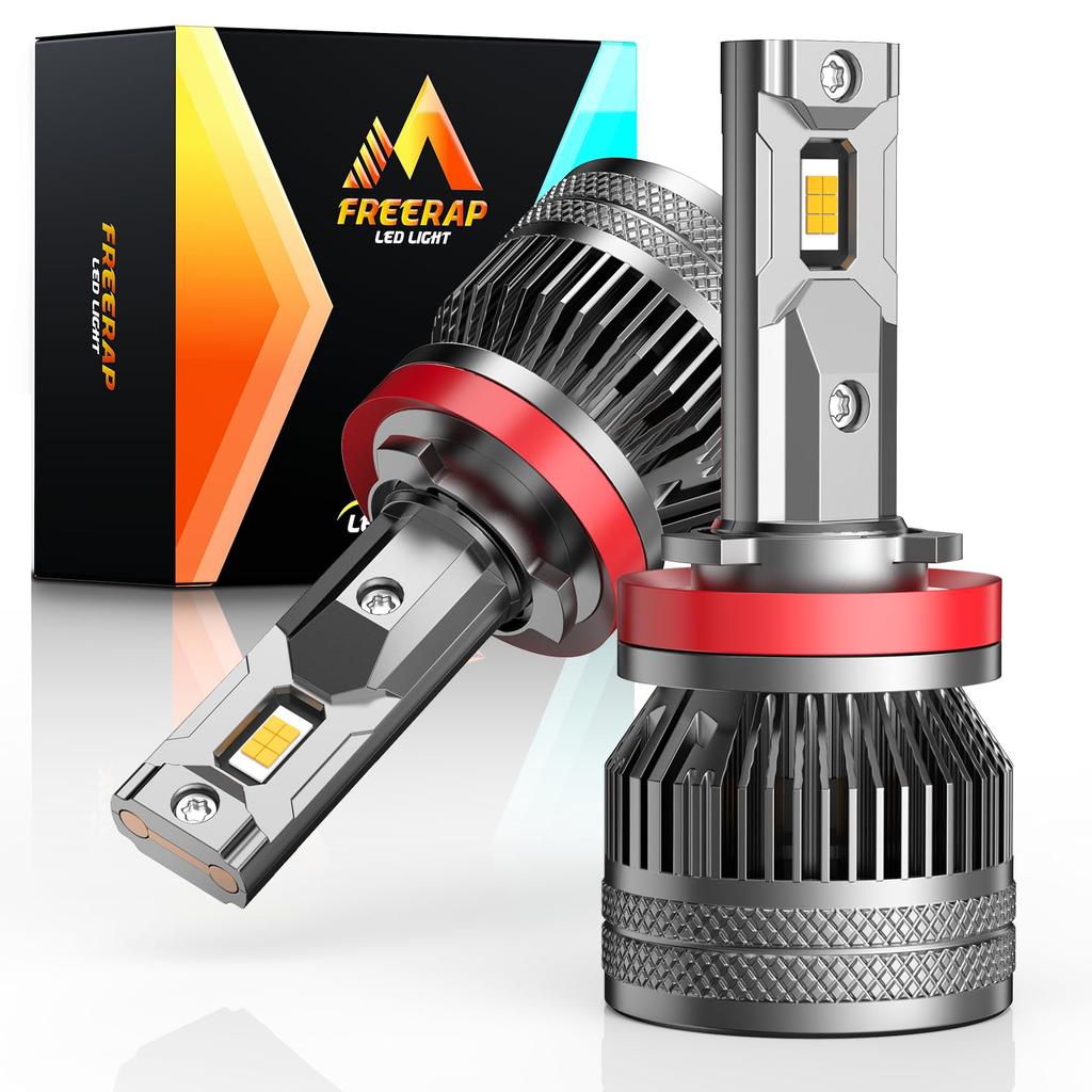 FREERAP H11 LED Super Bright H16 Fog Light High Brightness LED 6500K 10x Quadruple Heat Rotating Cooling Noise Instant Headlights, Bulbs, Hi/Lo Chips,