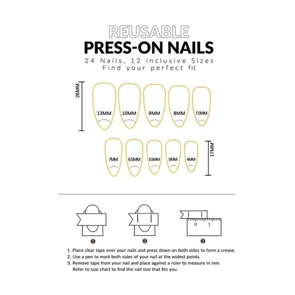 Wearable Manicure Almond False Nail Christmas Nail Tips Waterproof Press on Nails  Girl