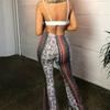 Новые летние женские брюки клеш с эластичной талией в стиле бохо, женские облегающие расклешенные брюки с принтом, модные женские длинные брюки с высокой посадкой