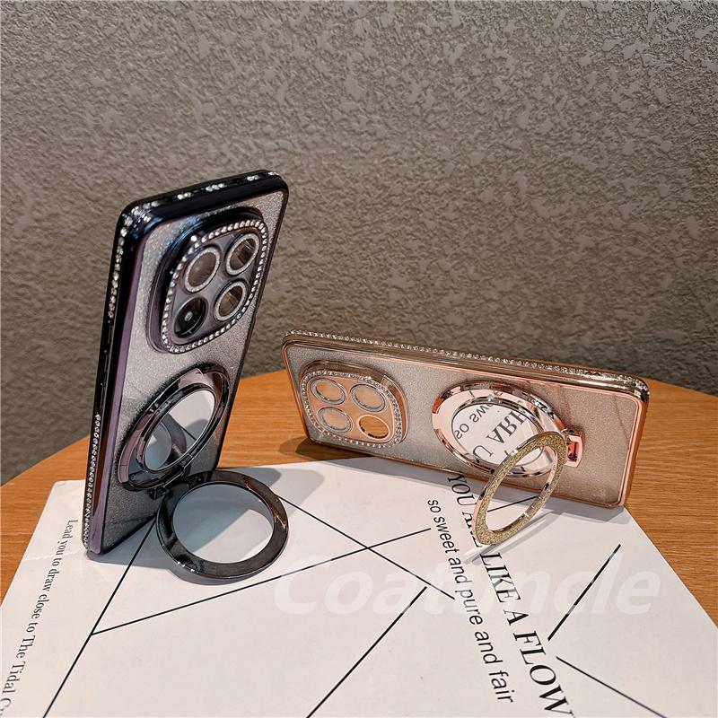 Роскошный блестящий магнитный держатель-зеркало Magsafe, чехол с бриллиантами для Xiaomi Redmi Note 14 Note14 Pro Plus 14S 14C 4G 5G с гальваническим покрытием