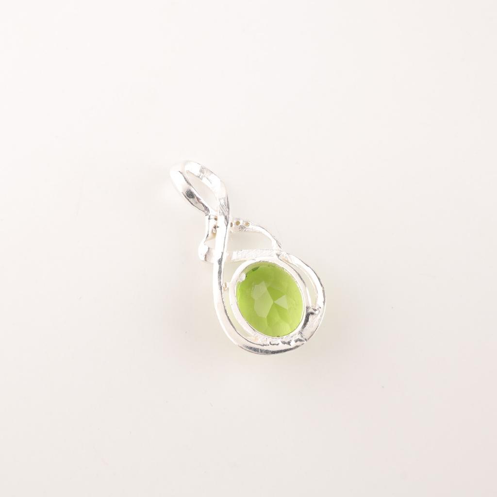 Peridot Gemstone 925 Sterling Silver Jewelry Zircon Designer Pendant For Women CZP-13-13